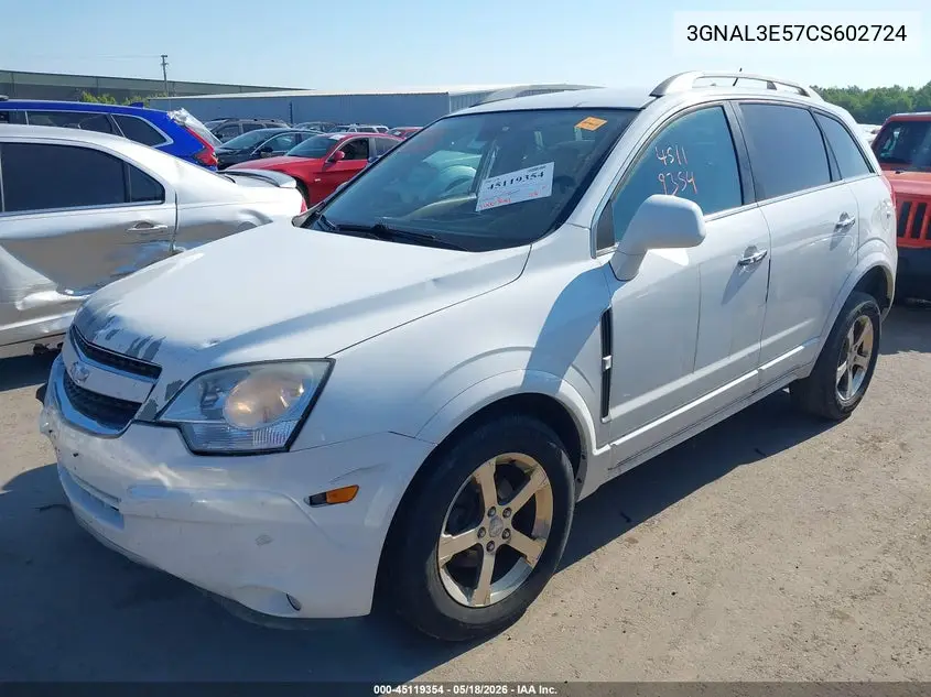 2012 Chevrolet Captiva Sport Lt VIN: 3GNAL3E57CS602724 Lot: 45119354