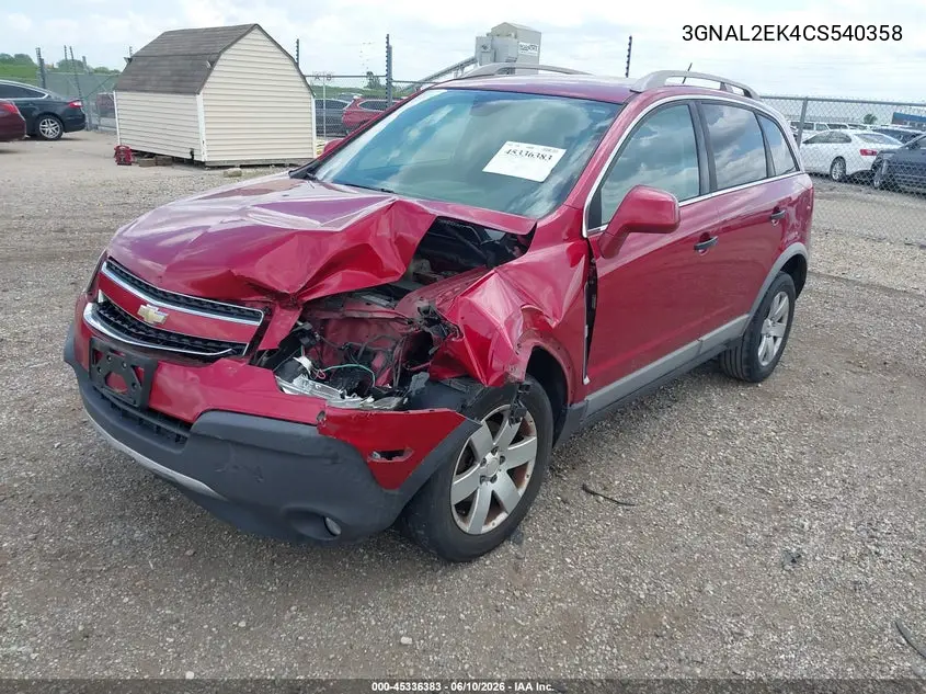 2012 Chevrolet Captiva Sport 2Ls VIN: 3GNAL2EK4CS540358 Lot: 45336383