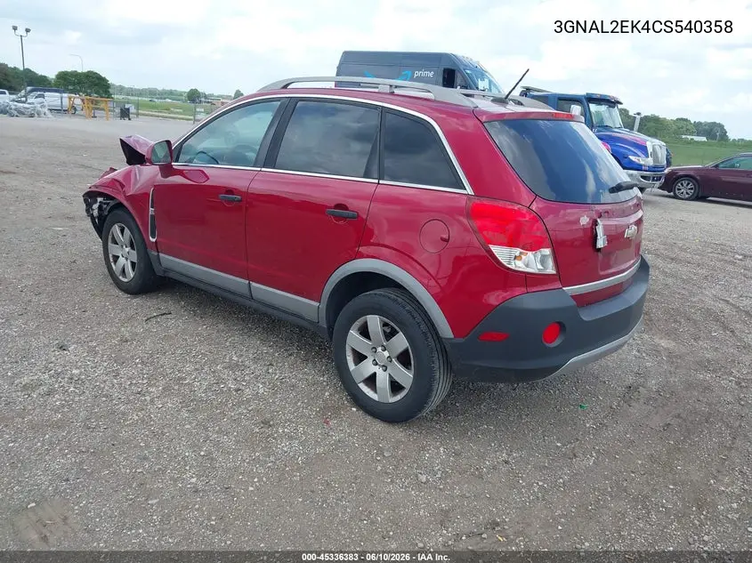 2012 Chevrolet Captiva Sport 2Ls VIN: 3GNAL2EK4CS540358 Lot: 45336383