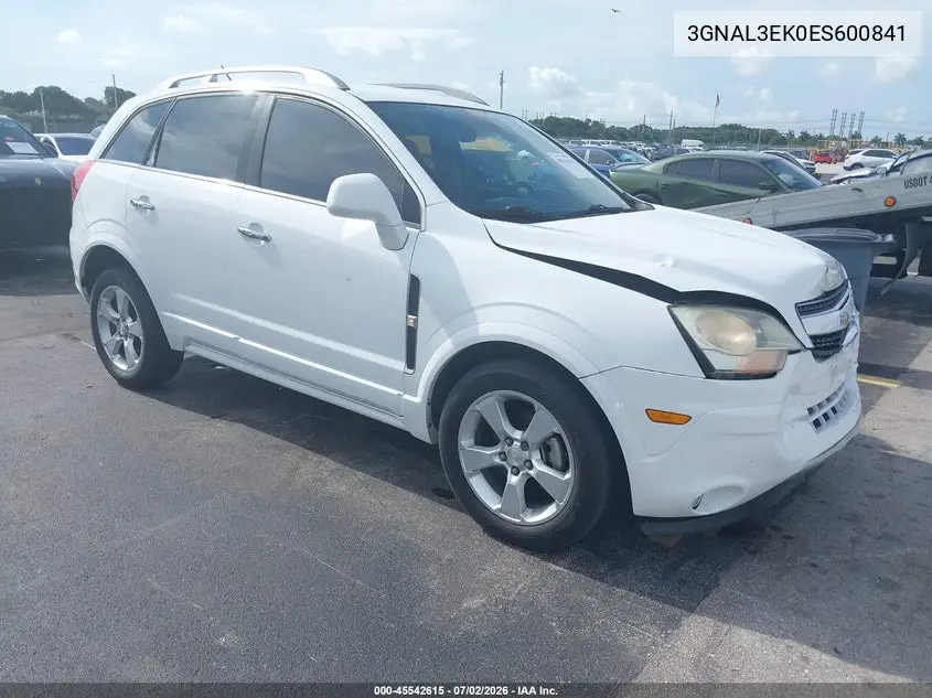 2014 Chevrolet Captiva Sport Fleet Lt VIN: 3GNAL3EK0ES600841 Lot: 45542615