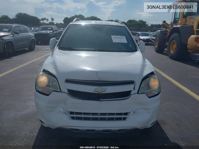 2014 Chevrolet Captiva Sport Fleet Lt VIN: 3GNAL3EK0ES600841 Lot: 45542615