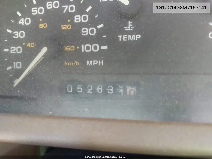 1991 Chevrolet Cavalier Vl/Rs VIN: 1G1JC14G8M7167141 Lot: 45381457