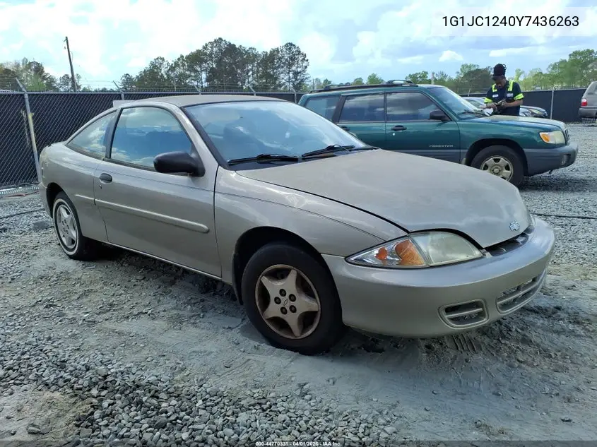 2000 Chevrolet Cavalier VIN: 1G1JC1240Y7436263 Lot: 44770331