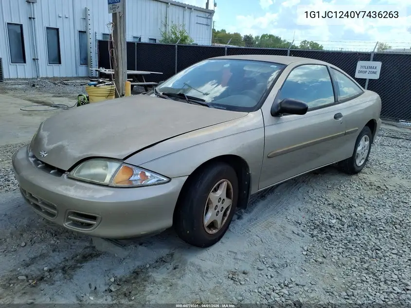 2000 Chevrolet Cavalier VIN: 1G1JC1240Y7436263 Lot: 44770331