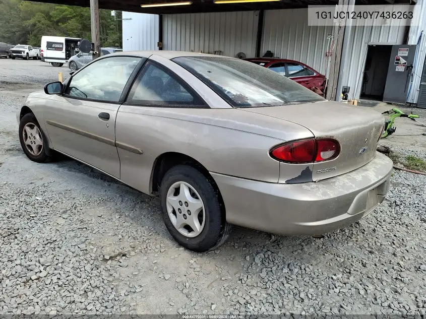 2000 Chevrolet Cavalier VIN: 1G1JC1240Y7436263 Lot: 44770331