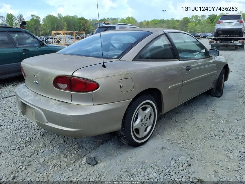2000 Chevrolet Cavalier VIN: 1G1JC1240Y7436263 Lot: 44770331