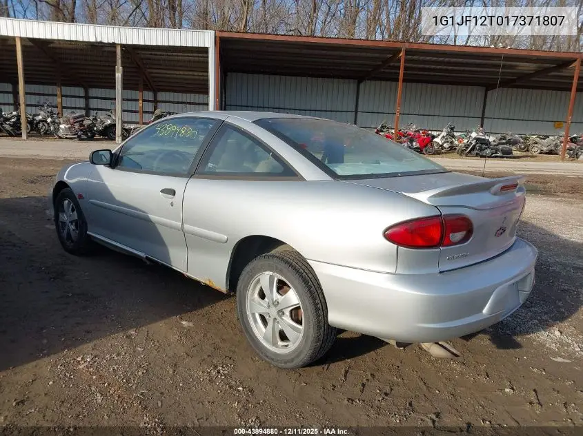 2001 Chevrolet Cavalier Z24 VIN: 1G1JF12T017371807 Lot: 43894880