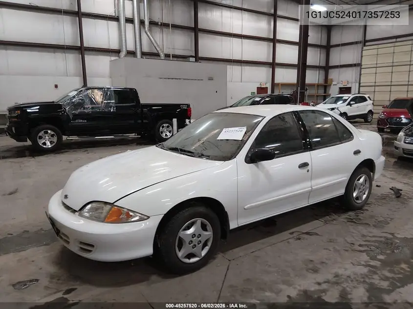 2001 Chevrolet Cavalier VIN: 1G1JC524017357253 Lot: 45257520