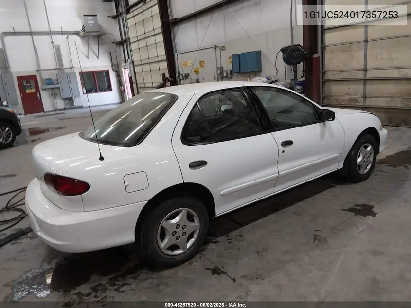 2001 Chevrolet Cavalier VIN: 1G1JC524017357253 Lot: 45257520