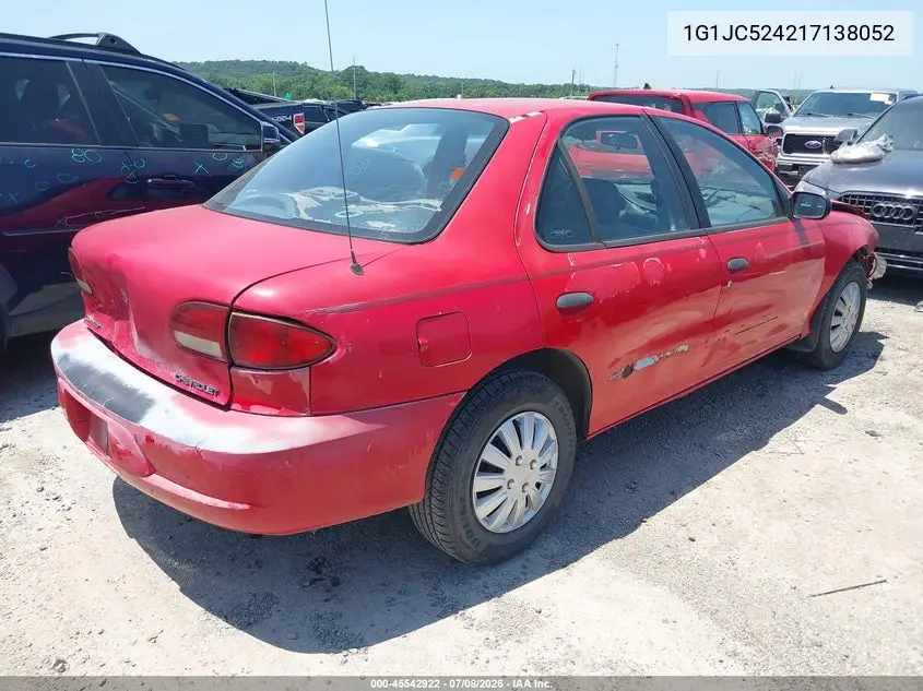 2001 Chevrolet Cavalier VIN: 1G1JC524217138052 Lot: 45542922
