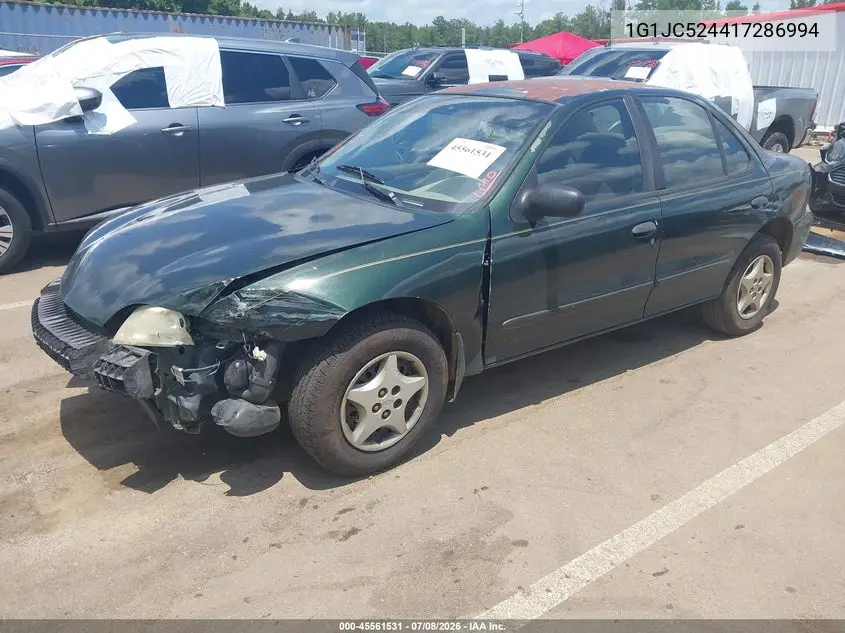 2001 Chevrolet Cavalier VIN: 1G1JC524417286994 Lot: 45561531