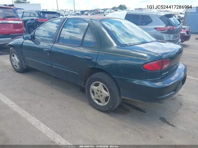 2001 Chevrolet Cavalier VIN: 1G1JC524417286994 Lot: 45561531