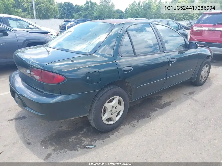 2001 Chevrolet Cavalier VIN: 1G1JC524417286994 Lot: 45561531