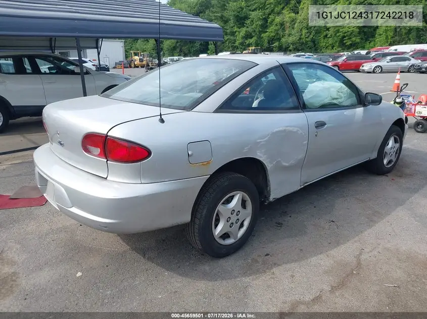 2001 Chevrolet Cavalier VIN: 1G1JC124317242218 Lot: 45659501