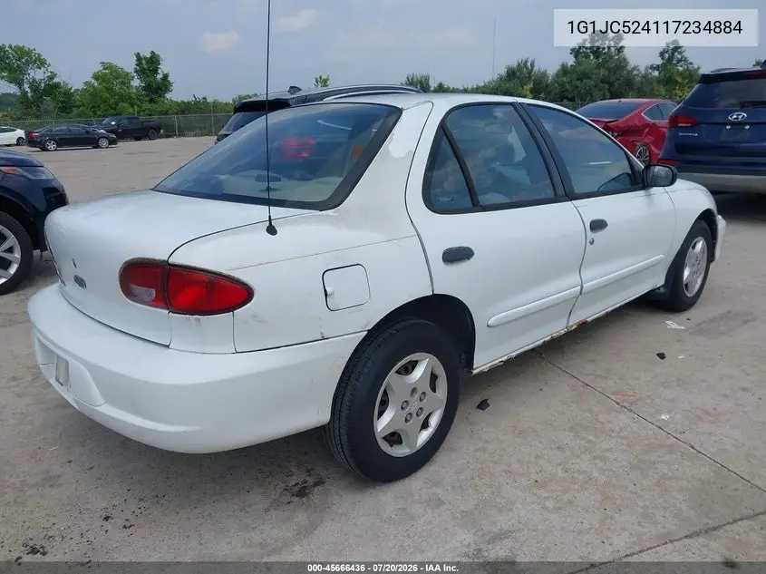 2001 Chevrolet Cavalier VIN: 1G1JC524117234884 Lot: 45666436