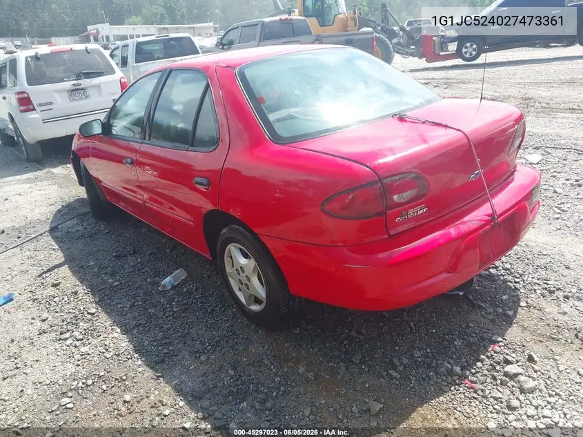 2002 Chevrolet Cavalier VIN: 1G1JC524027473361 Lot: 45297023