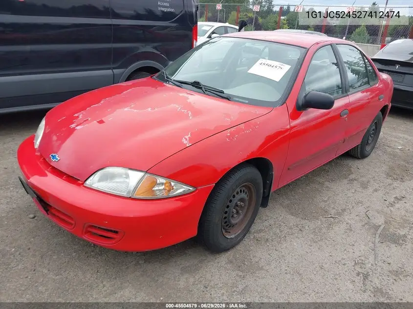 2002 Chevrolet Cavalier VIN: 1G1JC524527412474 Lot: 45504579