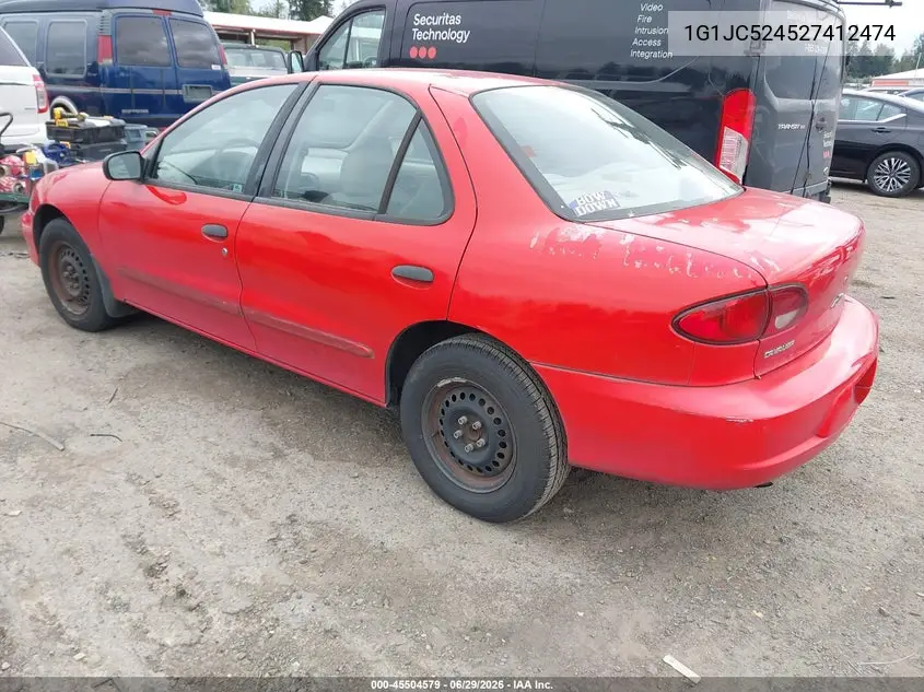 2002 Chevrolet Cavalier VIN: 1G1JC524527412474 Lot: 45504579