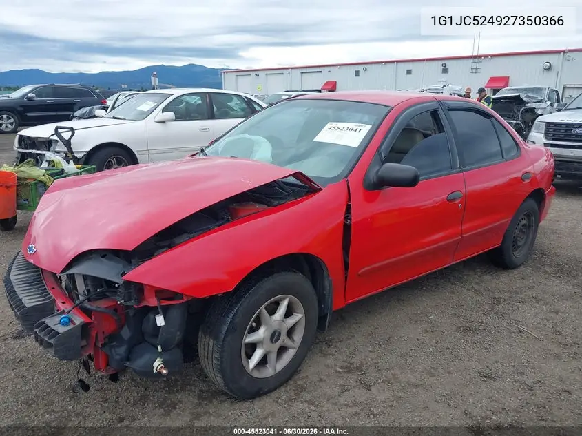 2002 Chevrolet Cavalier VIN: 1G1JC524927350366 Lot: 45523041