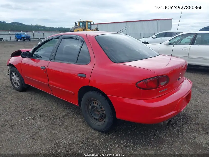 2002 Chevrolet Cavalier VIN: 1G1JC524927350366 Lot: 45523041