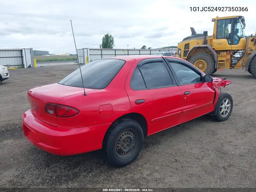 2002 Chevrolet Cavalier VIN: 1G1JC524927350366 Lot: 45523041