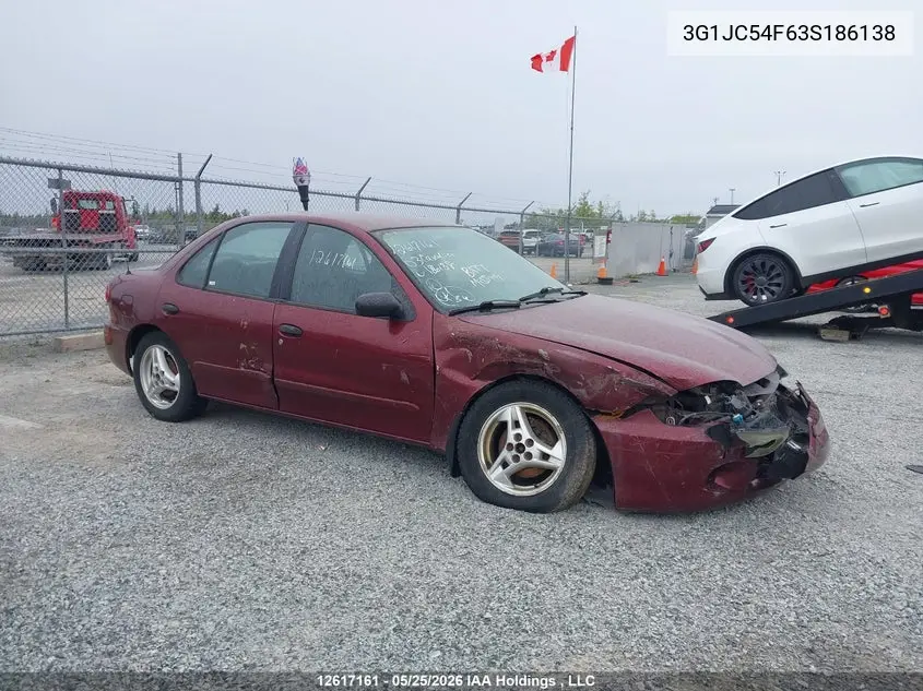 2003 Chevrolet Cavalier VIN: 3G1JC54F63S186138 Lot: 12617161