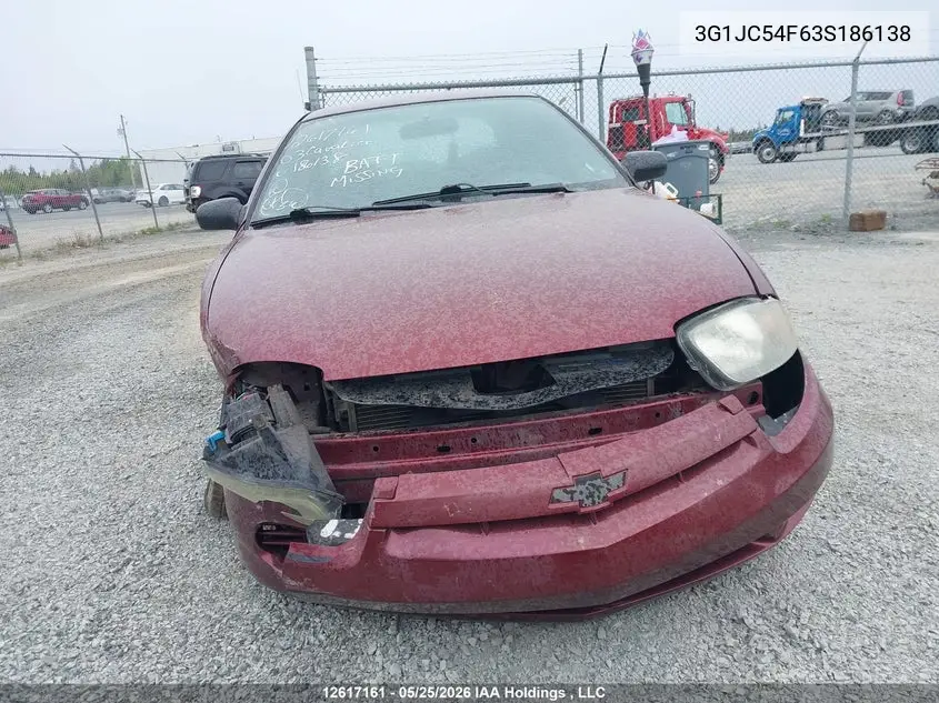 2003 Chevrolet Cavalier VIN: 3G1JC54F63S186138 Lot: 12617161