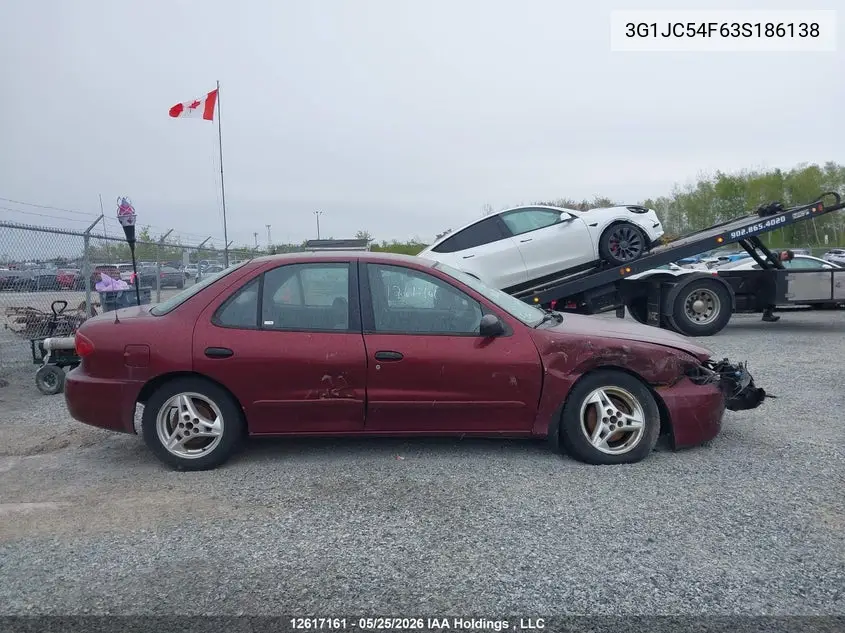 2003 Chevrolet Cavalier VIN: 3G1JC54F63S186138 Lot: 12617161