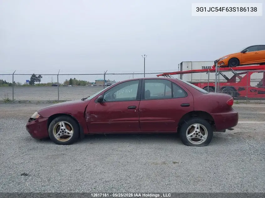2003 Chevrolet Cavalier VIN: 3G1JC54F63S186138 Lot: 12617161