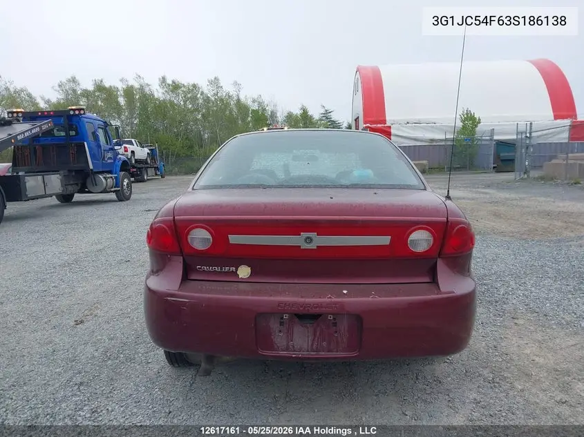 2003 Chevrolet Cavalier VIN: 3G1JC54F63S186138 Lot: 12617161