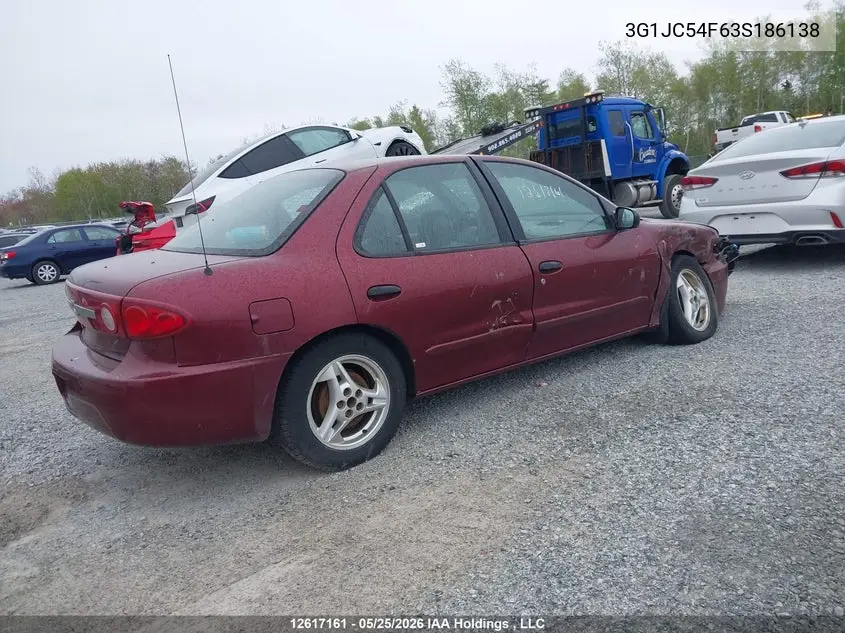 2003 Chevrolet Cavalier VIN: 3G1JC54F63S186138 Lot: 12617161