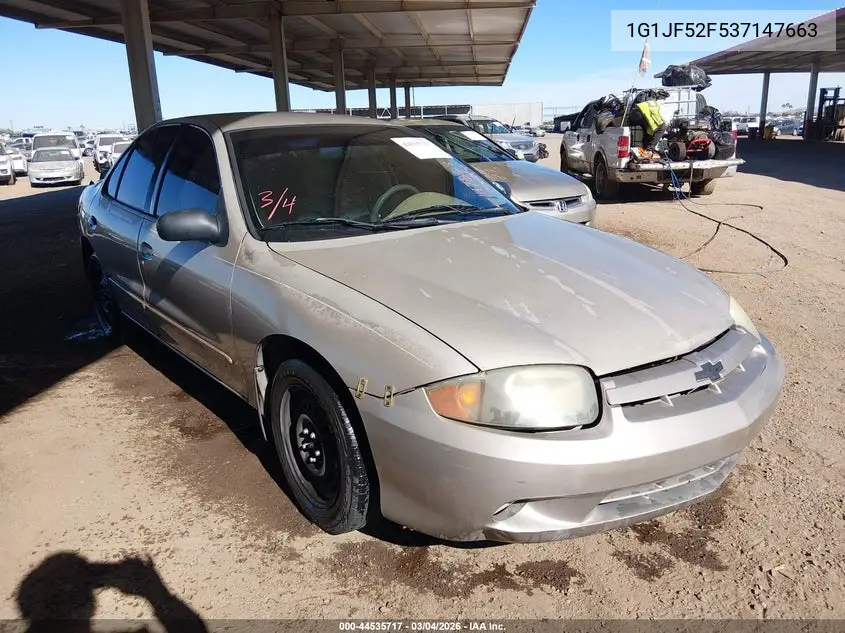 2003 Chevrolet Cavalier Ls VIN: 1G1JF52F537147663 Lot: 44535717