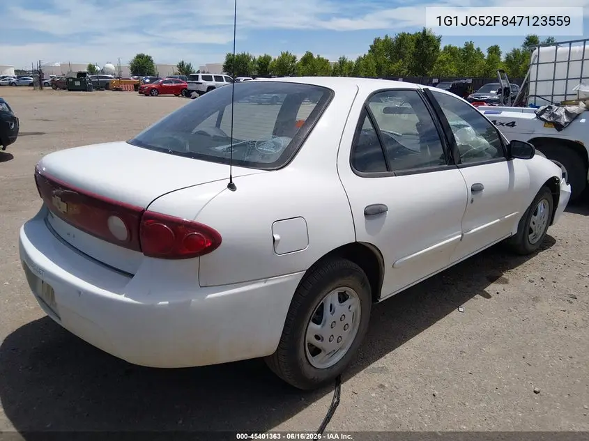2004 Chevrolet Cavalier VIN: 1G1JC52F847123559 Lot: 45401363