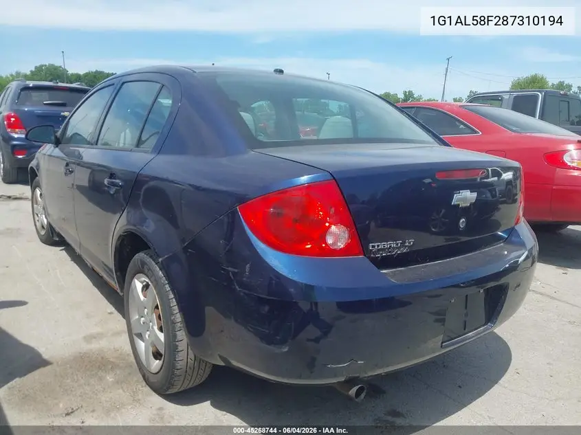 2008 Chevrolet Cobalt Lt VIN: 1G1AL58F287310194 Lot: 45268744