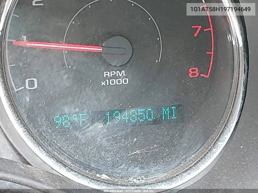 2009 Chevrolet Cobalt Lt VIN: 1G1AT58H197194649 Lot: 45654840