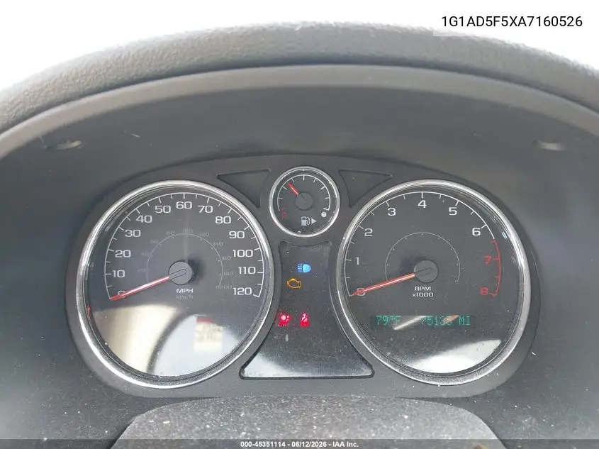 2010 Chevrolet Cobalt Lt VIN: 1G1AD5F5XA7160526 Lot: 45351114