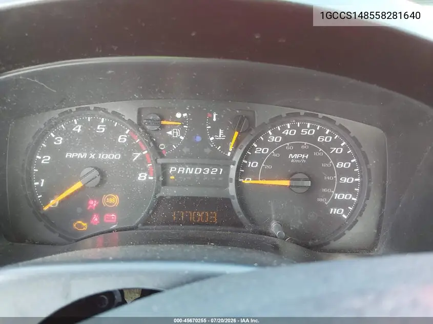 2005 Chevrolet Colorado VIN: 1GCCS148558281640 Lot: 45670255