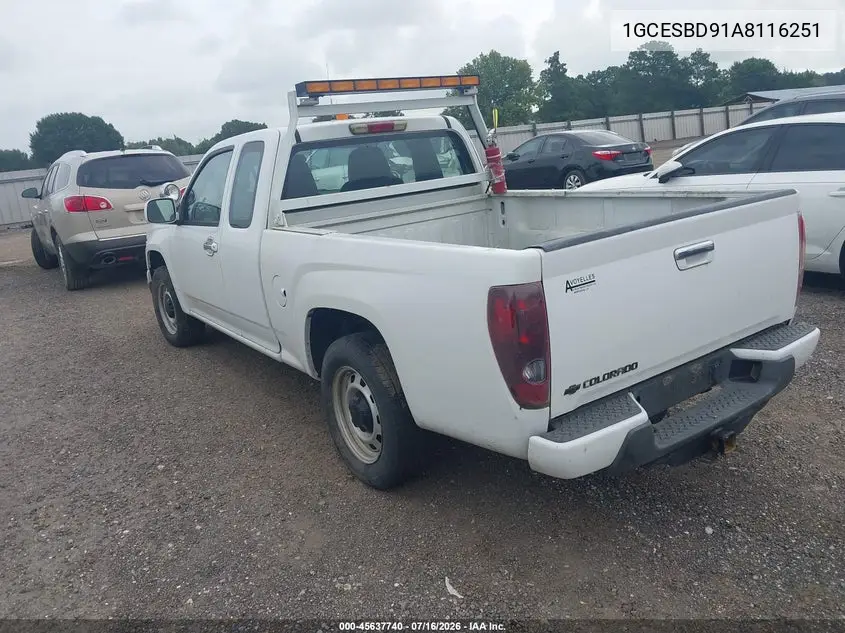 2010 Chevrolet Colorado Work Truck VIN: 1GCESBD91A8116251 Lot: 45637740