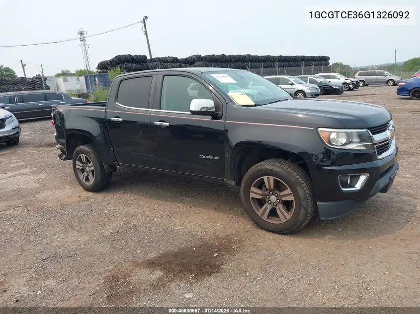 2016 Chevrolet Colorado 4Wd Lt VIN: 1GCGTCE36G1326092 Lot: 45630657