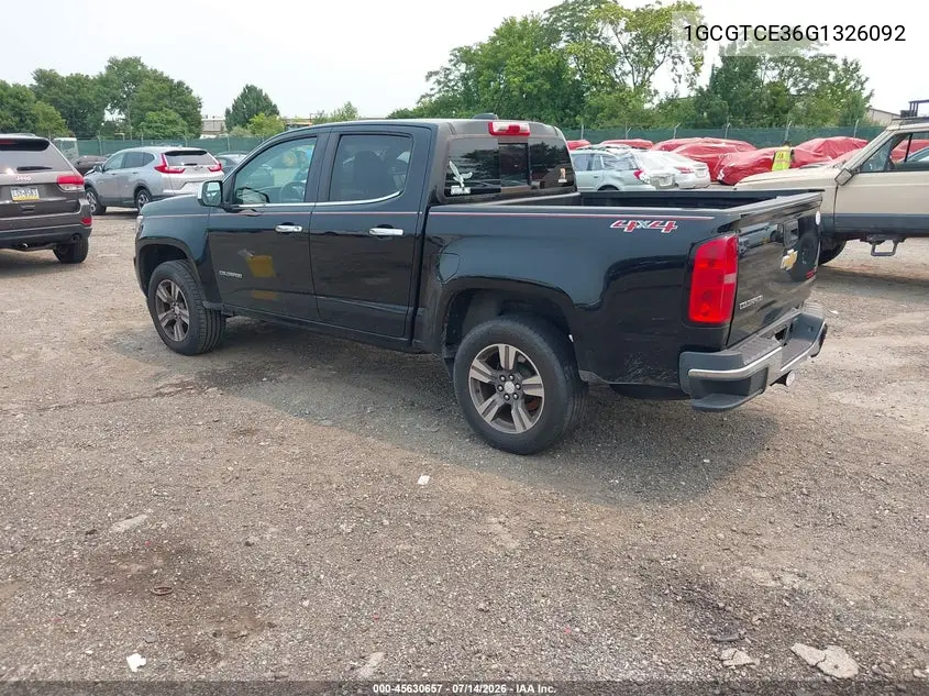 2016 Chevrolet Colorado 4Wd Lt VIN: 1GCGTCE36G1326092 Lot: 45630657