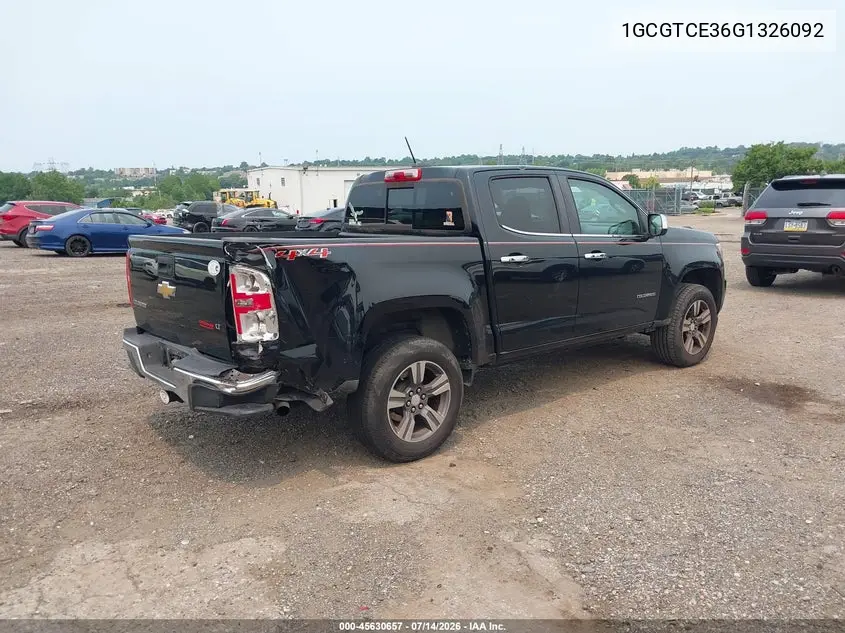 2016 Chevrolet Colorado 4Wd Lt VIN: 1GCGTCE36G1326092 Lot: 45630657