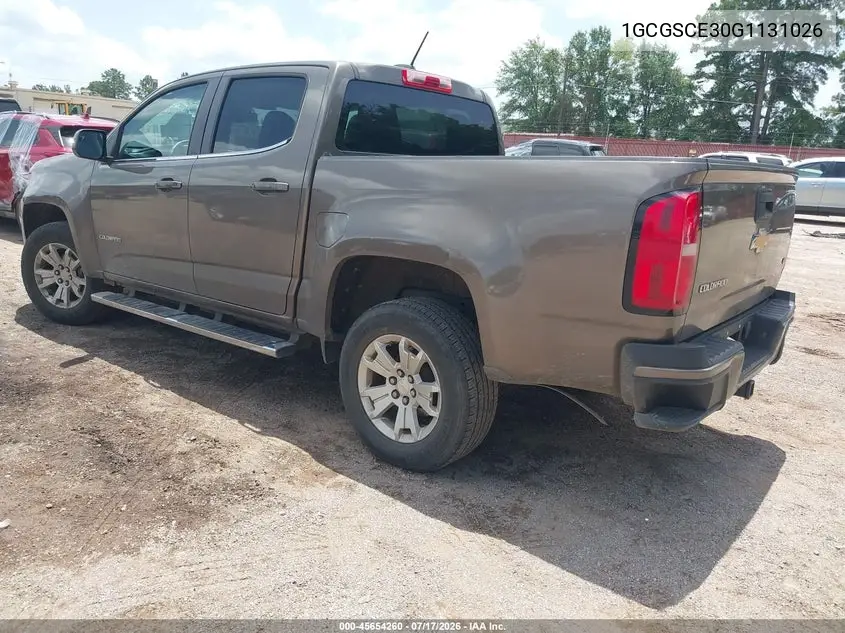 2016 Chevrolet Colorado 2Wd Lt VIN: 1GCGSCE30G1131026 Lot: 45654260