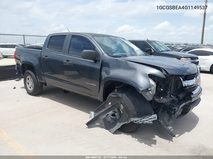 2016 Chevrolet Colorado 2Wd Wt VIN: 1GCGSBEA4G1149537 Lot: 45667197