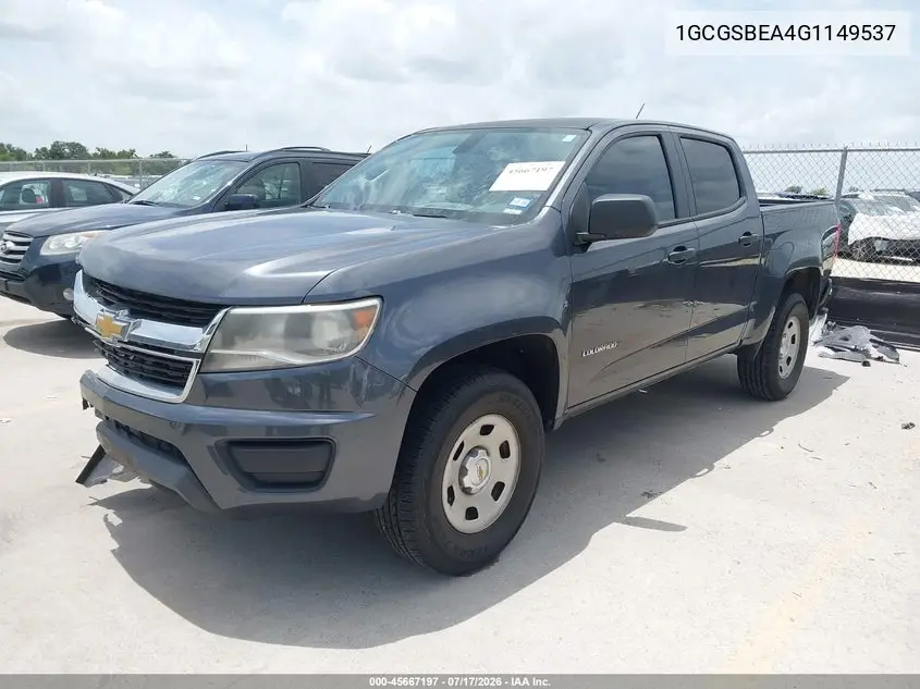 2016 Chevrolet Colorado 2Wd Wt VIN: 1GCGSBEA4G1149537 Lot: 45667197
