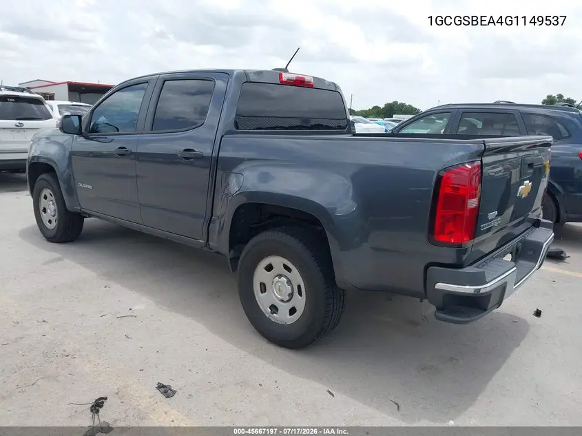2016 Chevrolet Colorado 2Wd Wt VIN: 1GCGSBEA4G1149537 Lot: 45667197