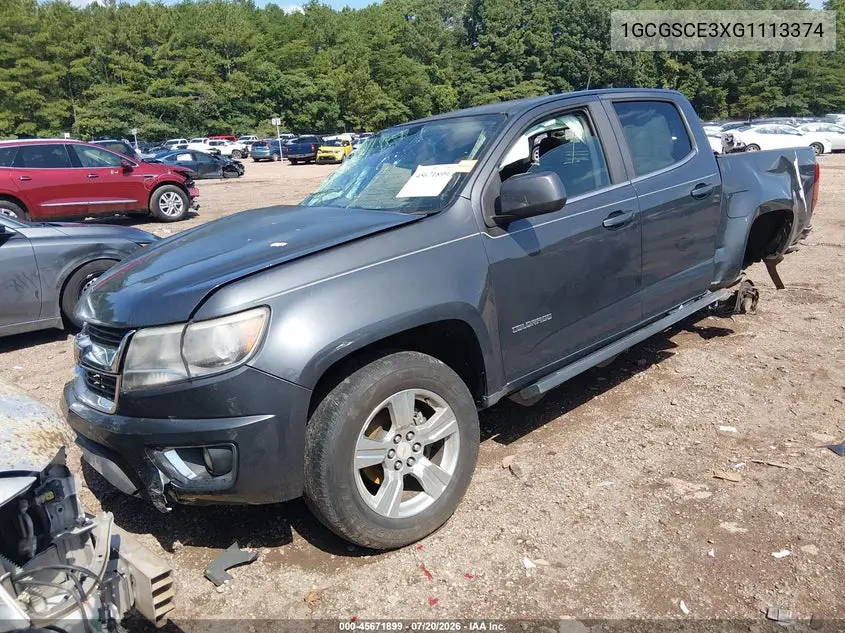 2016 Chevrolet Colorado 2Wd Lt VIN: 1GCGSCE3XG1113374 Lot: 45671899