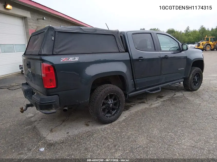 2017 Chevrolet Colorado 4Wd Z71 VIN: 1GCGTDEN5H1174315 Lot: 45357268