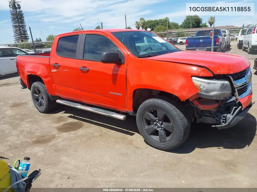 2019 Chevrolet Colorado Wt VIN: 1GCGSBEA5K1118855 Lot: 45550940