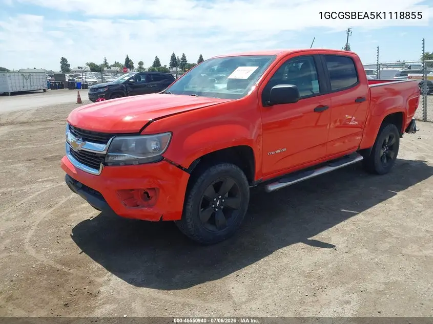 2019 Chevrolet Colorado Wt VIN: 1GCGSBEA5K1118855 Lot: 45550940