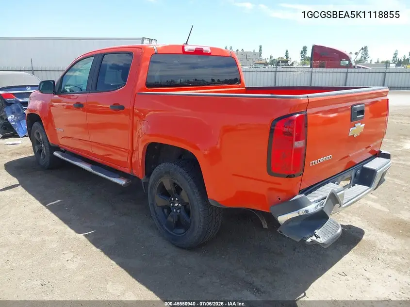 2019 Chevrolet Colorado Wt VIN: 1GCGSBEA5K1118855 Lot: 45550940